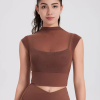 Vintage Fashion Sporty Top Round Neck Cap Sleeves Outdoor In Solid T-Shirt - Image 12