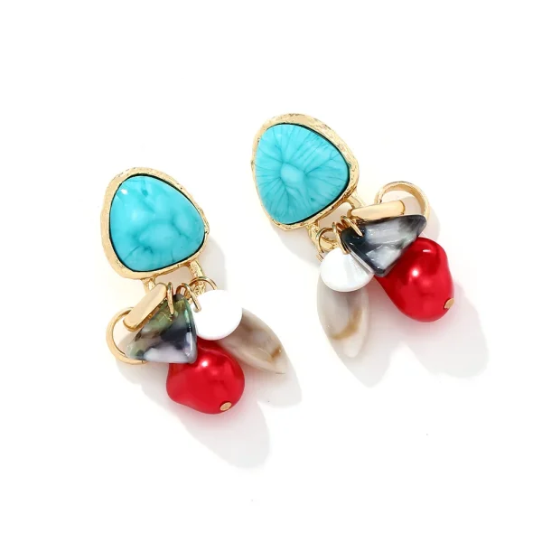 Vintage Geometric Zinc Alloy Ethnic Style Acrylic Resin Earrings - Image 4