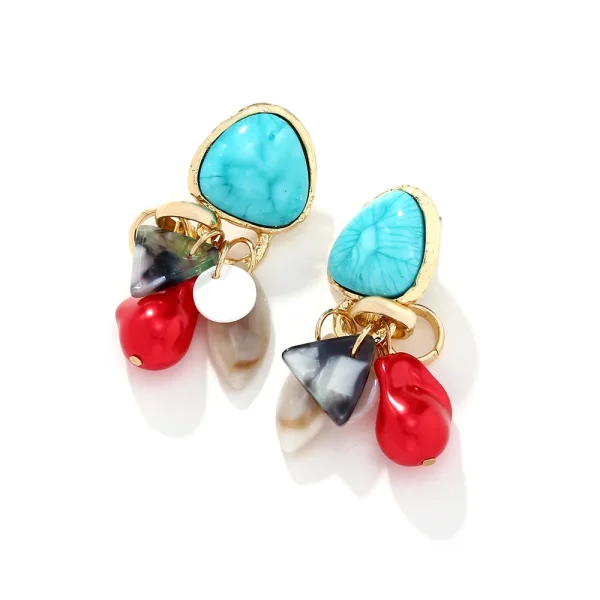 Vintage Geometric Zinc Alloy Ethnic Style Acrylic Resin Earrings - Image 3