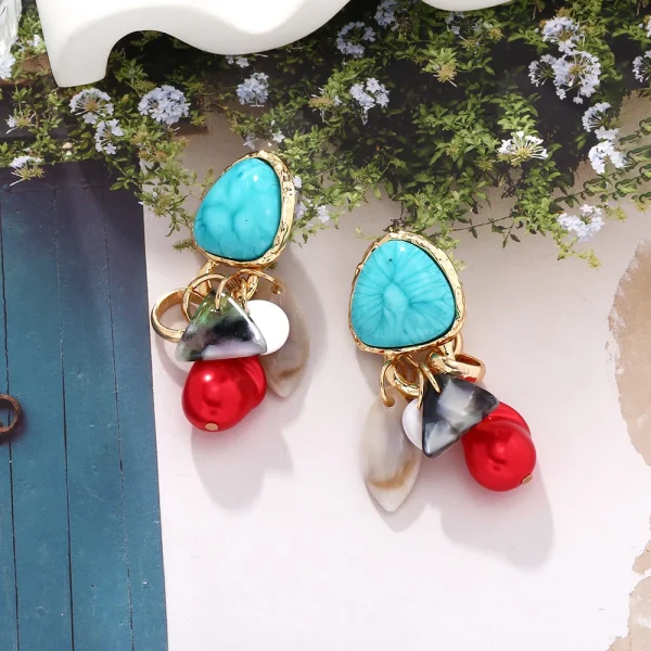 Vintage Geometric Zinc Alloy Ethnic Style Acrylic Resin Earrings - Image 2