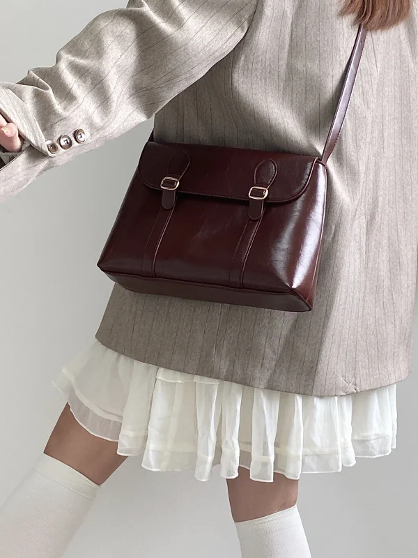 Vintage Large Capacity Ladies Tote Purse Pu Leather Messenger Shoulder Bag - Image 6