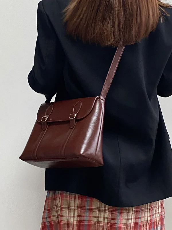 Vintage Large Capacity Ladies Tote Purse Pu Leather Messenger Shoulder Bag - Image 10
