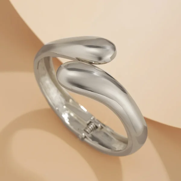 Vintage Layer Geometric Chunky Metal Cuff Open Stacking Streetwear Punk Bangles Bracelet - Image 2