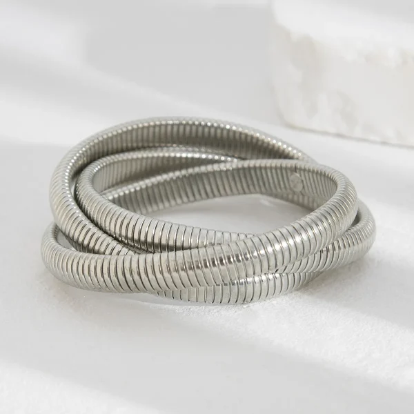 Vintage Layer Geometric Chunky Metal Cuff Open Stacking Streetwear Punk Bangles Bracelet - Image 4