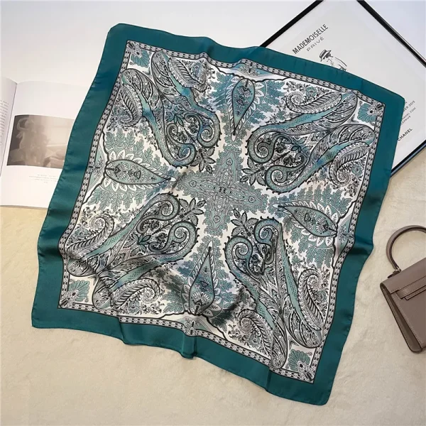Vintage Paisley Printed Bandana Lightweight Soft Satin Stylish Versatile Neck Hairbands Scarf - Image 10