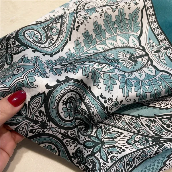Vintage Paisley Printed Bandana Lightweight Soft Satin Stylish Versatile Neck Hairbands Scarf - Image 12