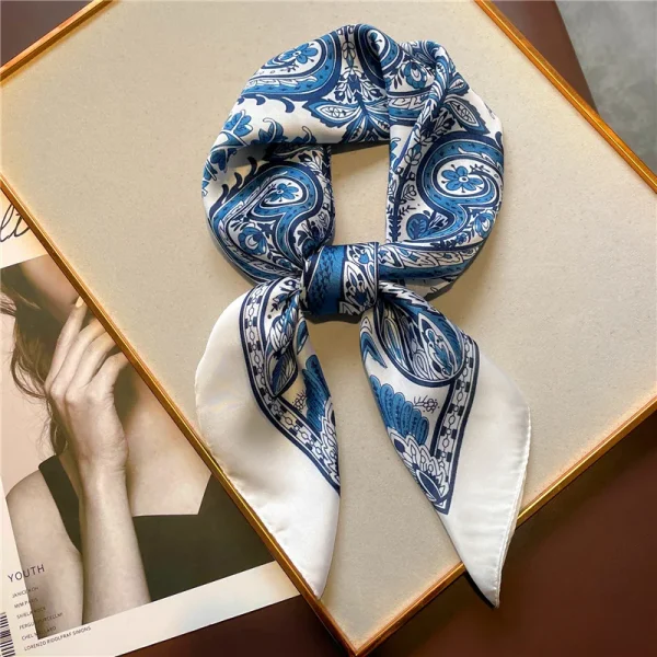Vintage Paisley Printed Bandana Lightweight Soft Satin Stylish Versatile Neck Hairbands Scarf - Image 13