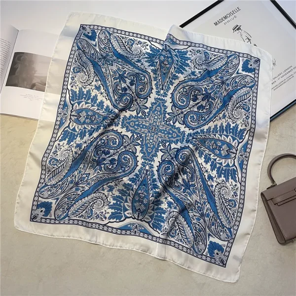 Vintage Paisley Printed Bandana Lightweight Soft Satin Stylish Versatile Neck Hairbands Scarf - Image 15
