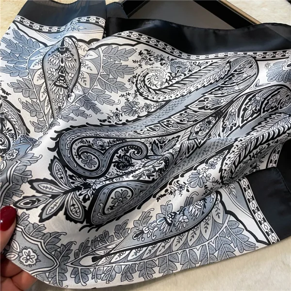 Vintage Paisley Printed Bandana Lightweight Soft Satin Stylish Versatile Neck Hairbands Scarf - Image 2