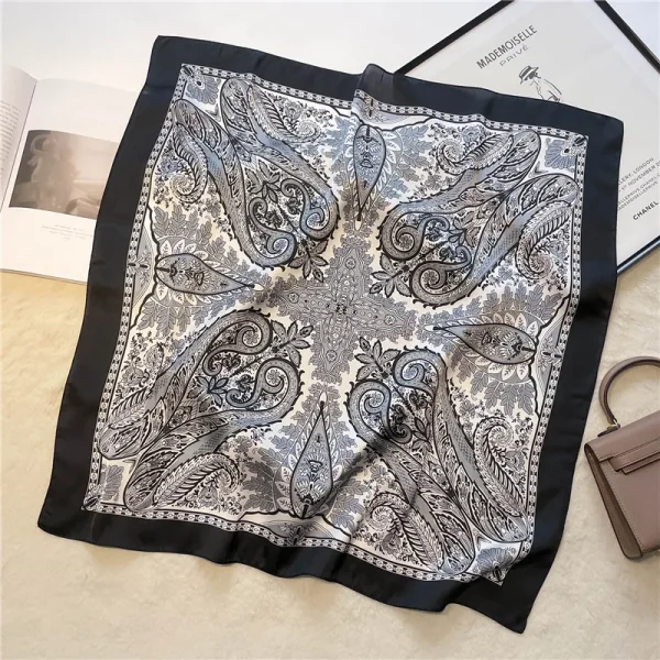 Vintage Paisley Printed Bandana Lightweight Soft Satin Stylish Versatile Neck Hairbands Scarf - Image 3