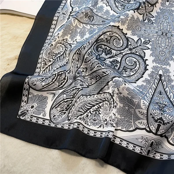 Vintage Paisley Printed Bandana Lightweight Soft Satin Stylish Versatile Neck Hairbands Scarf - Image 4