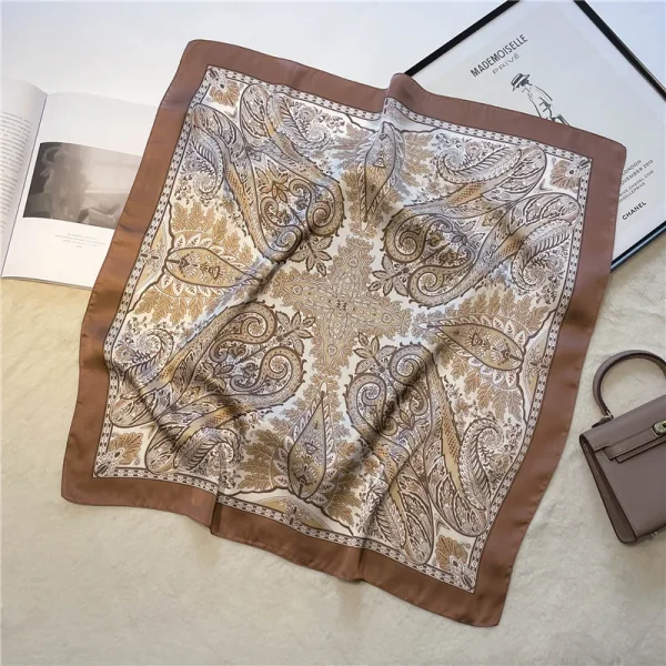 Vintage Paisley Printed Bandana Lightweight Soft Satin Stylish Versatile Neck Hairbands Scarf - Image 6