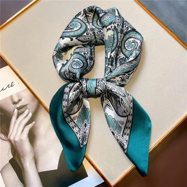 Vintage Paisley Printed Bandana Lightweight Soft Satin Stylish Versatile Neck Hairbands Scarf - Image 9