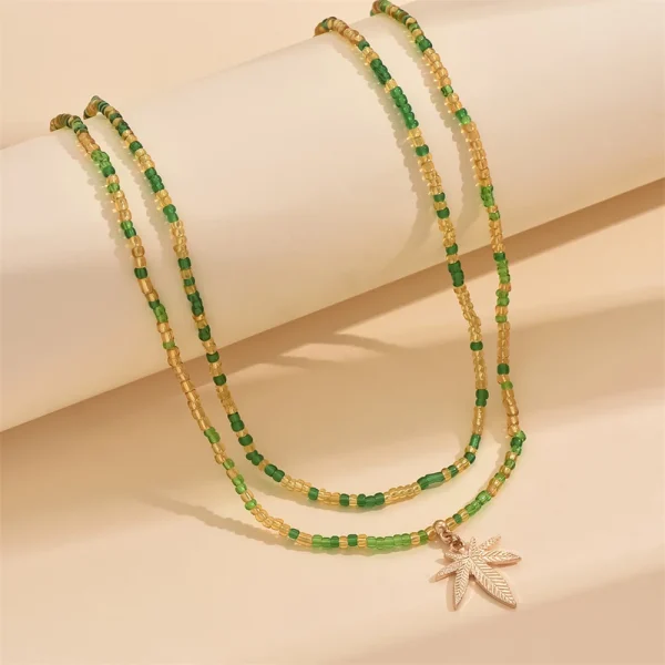 Vintage Plant Maple Leaf Pendant Plastic Zinc Alloy Beads Foot Chains Beach Anklets 2pcs/Set - Image 3