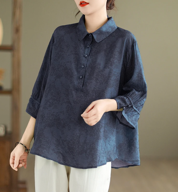 Vintage Print Casual 2 Piece Set Short Sleeve Loose T-shirt Tops Femme Harem Pants Suits - Image 5