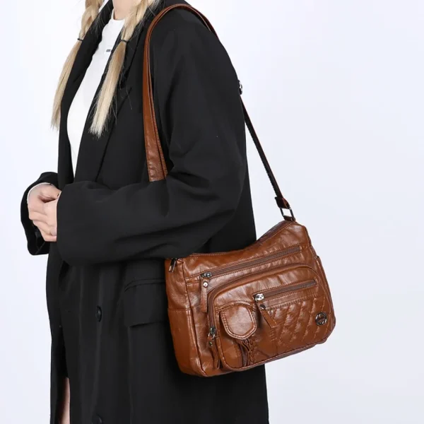 Vintage Sequined Solid Pu Leather Zipper High Quality Crossbody Shoulder Bags - Image 8