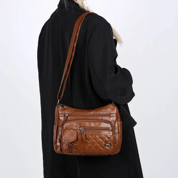 Vintage Sequined Solid Pu Leather Zipper High Quality Crossbody Shoulder Bags - Image 7
