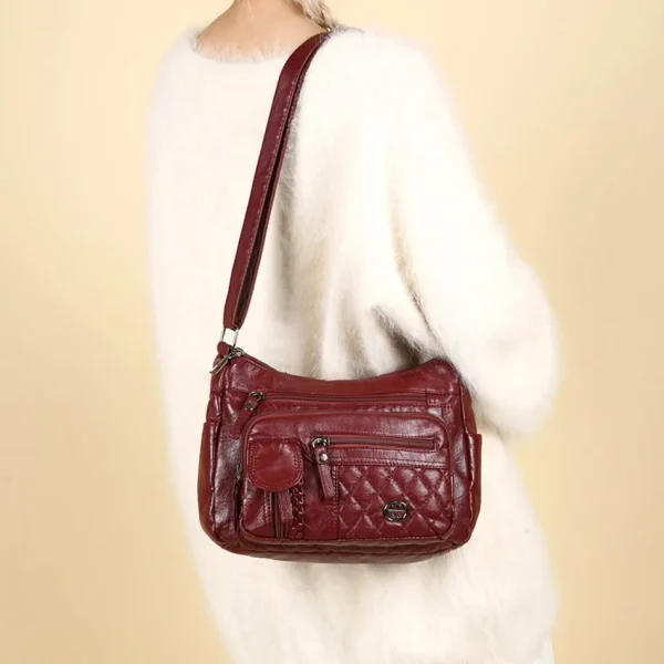 Vintage Sequined Solid Pu Leather Zipper High Quality Crossbody Shoulder Bags - Image 3