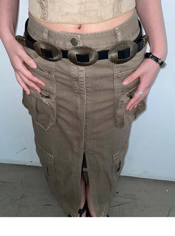Vintage Shell Pattern Leather Versatile Western Belt - Image 2