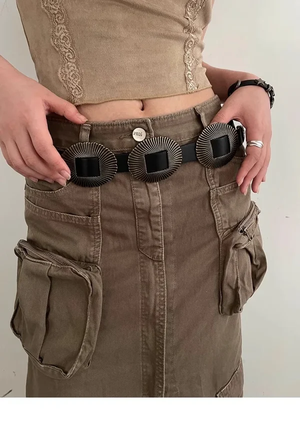 Vintage Shell Pattern Leather Versatile Western Belt - Image 12