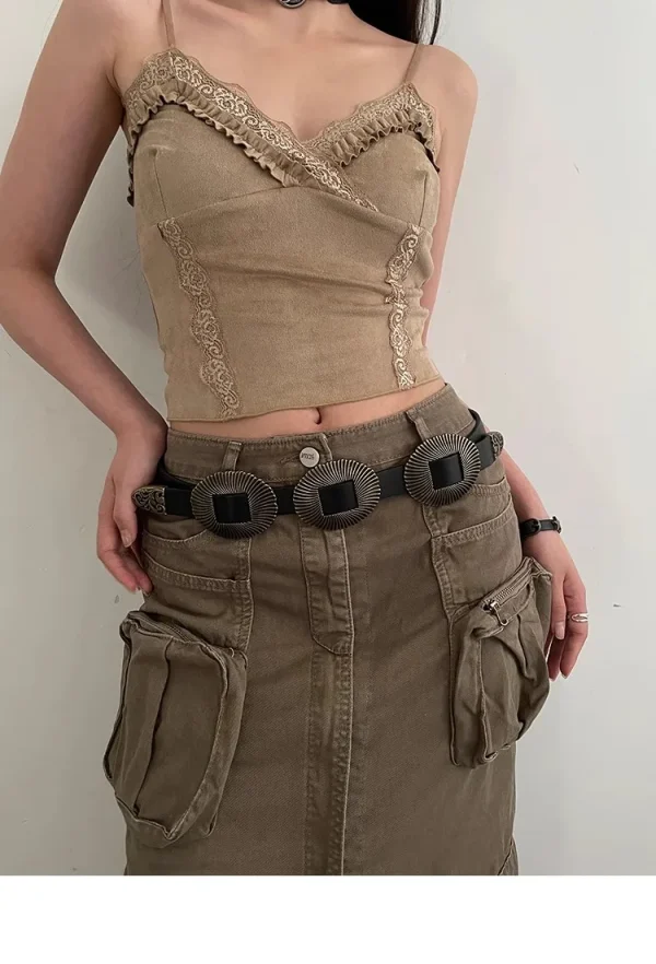 Vintage Shell Pattern Leather Versatile Western Belt
