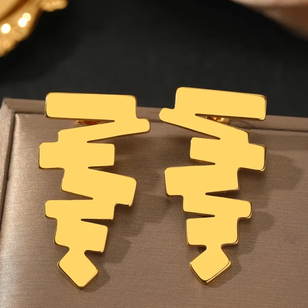 Vintage Stainless Steel Versatile Irregular Delicate High Quality Personality Design Earrings - Image 5