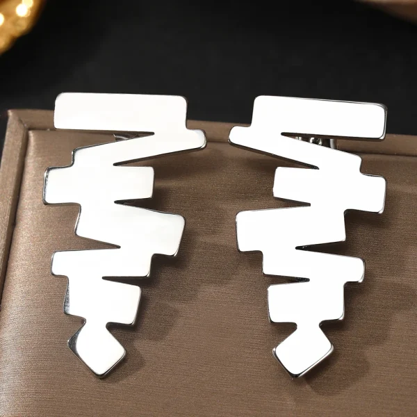 Vintage Stainless Steel Versatile Irregular Delicate High Quality Personality Design Earrings - Image 4