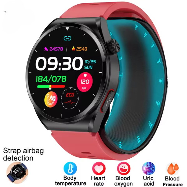 Elegant Pump Sphygmomanometer Heart Rate Thermometer Airbag Wristband Call reminder Health GT5 Smart Watch - Image 4
