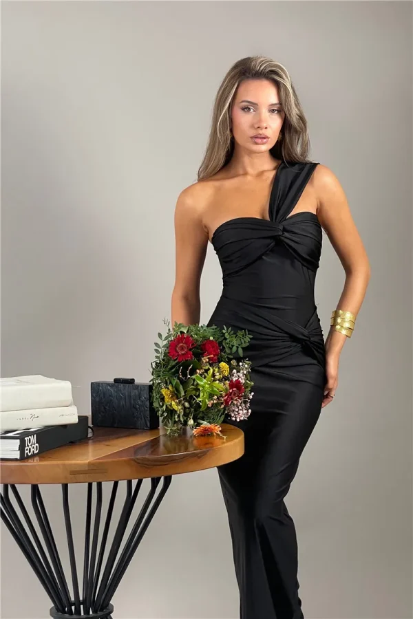 Elegant Strapless Backless One Shoulder Sleeveless Club Party Long Bodycon Dress - Image 10