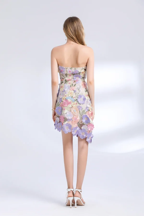 3D Flower Embroidery Hollow Out Lace Mini Robe Party Vestidos Wedding Short Dress - Image 18