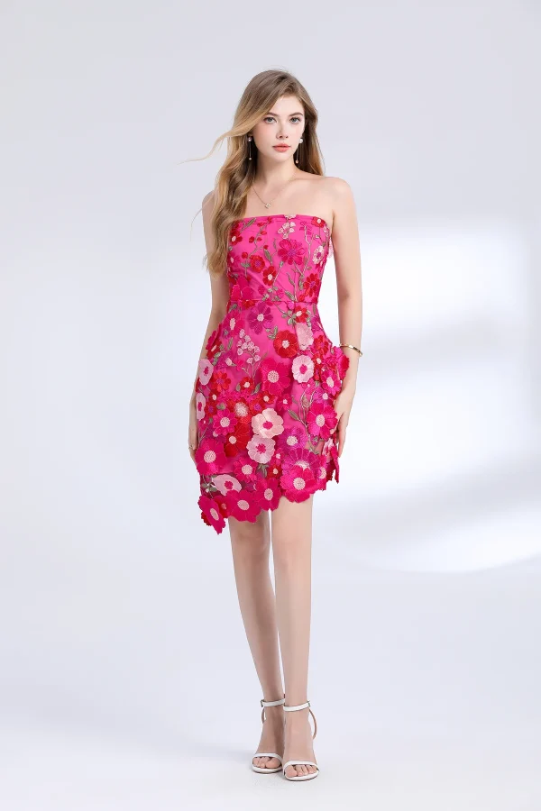 3D Flower Embroidery Hollow Out Lace Mini Robe Party Vestidos Wedding Short Dress - Image 20