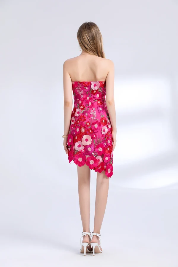 3D Flower Embroidery Hollow Out Lace Mini Robe Party Vestidos Wedding Short Dress - Image 24