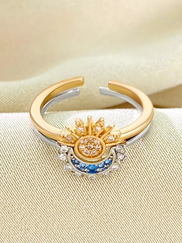 Casual Alloy Sun Moon Rhinestone Nature Chic Beach Resort Wear Rings - Image 6