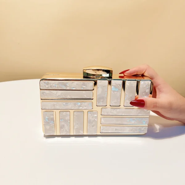 Acrylic Hollow Out Style Evening Sequined Flap Arrival Shoulder Box Holder Handbags - Image 2