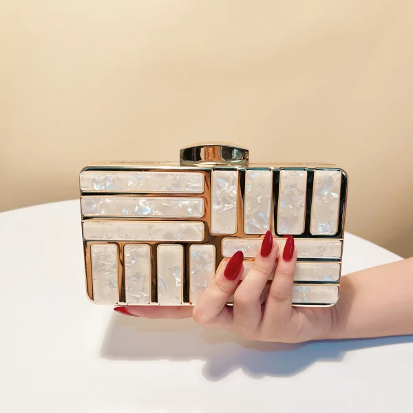 Acrylic Hollow Out Style Evening Sequined Flap Arrival Shoulder Box Holder Handbags - Image 4