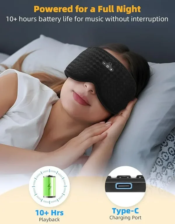 Adjustable Wireless Sleeping Headphones Blindfold Soft Washable Bluetooth5.4 Music Headset Eyemask - Image 7