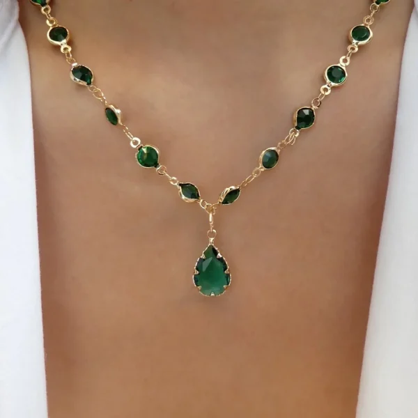 Bohemia Rainbow Crystal Gemstone Retro Colored Zircon Simple Clavicle Chain Choker Necklace