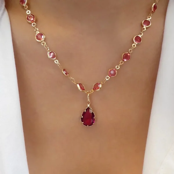 Bohemia Rainbow Crystal Gemstone Retro Colored Zircon Simple Clavicle Chain Choker Necklace - Image 3