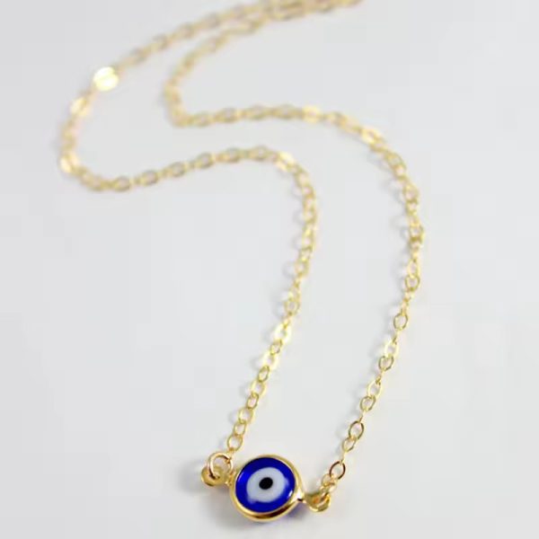 Casual Multi-layers Crystal Evil Eye Geometric Round Clavicle Chain Beach Charm Pendant Necklace - Image 2
