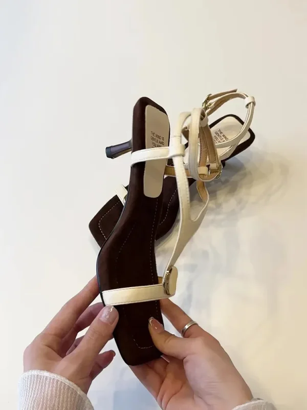 Buckle Strap Narrow Band Footwear Ankle-Wrap Gladiator Sandals High Heels Pumps Sandals - Image 7