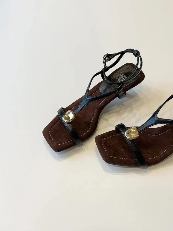 Buckle Strap Narrow Band Footwear Ankle-Wrap Gladiator Sandals High Heels Pumps Sandals - Image 13