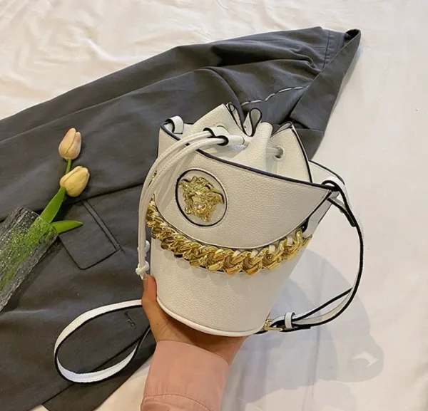 Casual Chain Shoulder Purse Minimalist Soft Leather Trendy Everyday Tote Crossbody Bucket Bag - Image 5