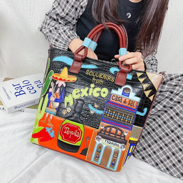 Casual Crocodile Pattern Cartoon Design Designer Bucket Embroidered Purses and Cross Body Shoulder Bag - Image 6