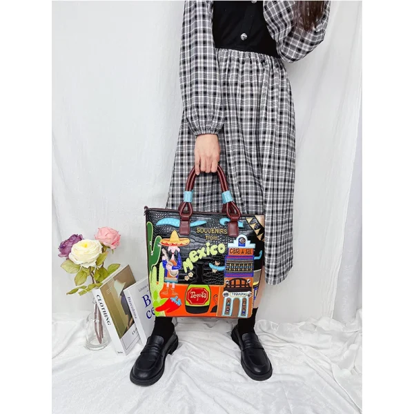 Casual Crocodile Pattern Cartoon Design Designer Bucket Embroidered Purses and Cross Body Shoulder Bag - Image 7