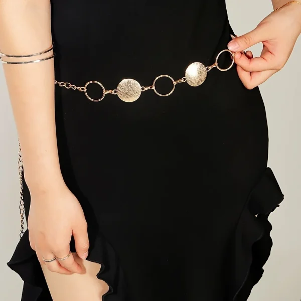 Casual Decorative Chain Waist All-match Suit Geometric Circle Dress Metal Belt - Image 2