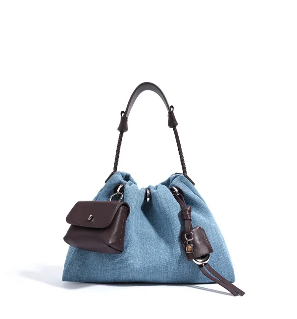 Casual Denim Handbag Minimalist Messenger Pouch Design Tote Shoulder Crossbody Bag