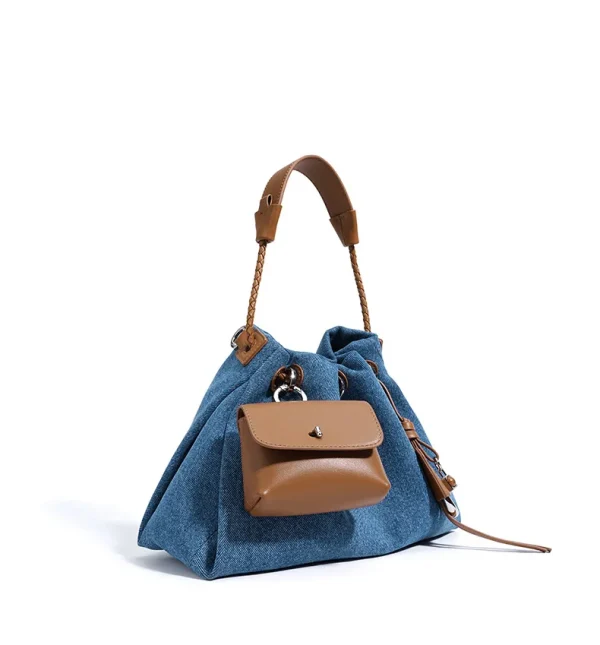 Casual Denim Handbag Minimalist Messenger Pouch Design Tote Shoulder Crossbody Bag - Image 2