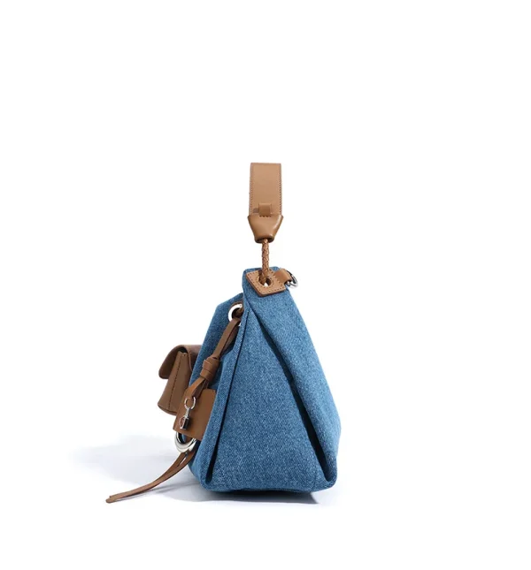 Casual Denim Handbag Minimalist Messenger Pouch Design Tote Shoulder Crossbody Bag - Image 3
