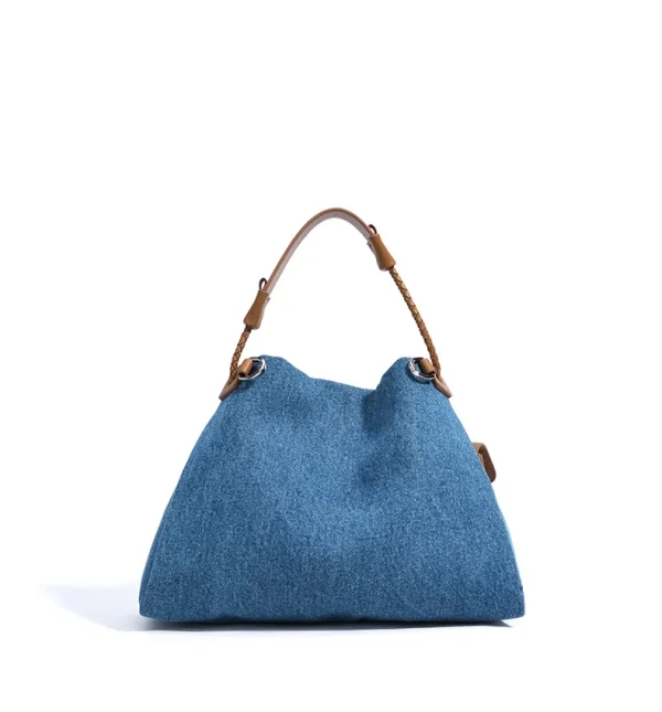 Casual Denim Handbag Minimalist Messenger Pouch Design Tote Shoulder Crossbody Bag - Image 4