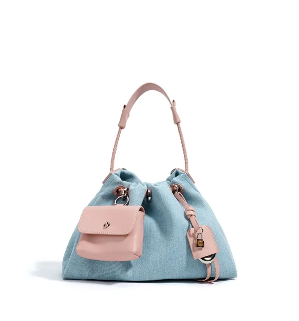 Casual Denim Handbag Minimalist Messenger Pouch Design Tote Shoulder Crossbody Bag - Image 6